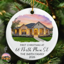 Art Design,Sentimental,Christmas,Family,Photo - Oil Painting - Custom Photo Oil Painting New House Portrait - Personalized Circle Ceramic Ornament