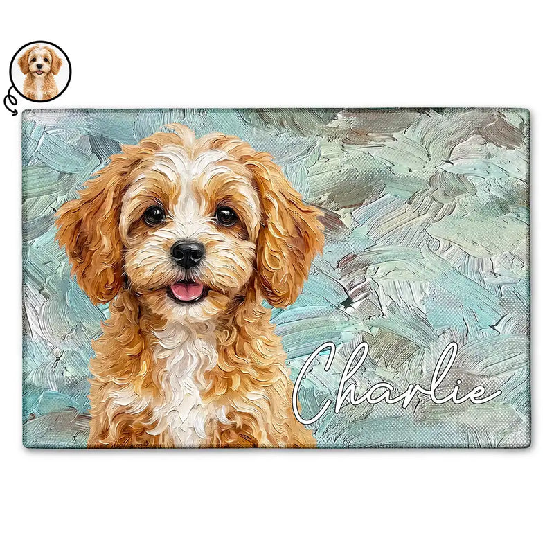 Art Design,Playful,Pet Lovers,Photo - Oil Painting - Custom Photo Oil Painting Pet Dog Cat Portrait - Personalized Doormat