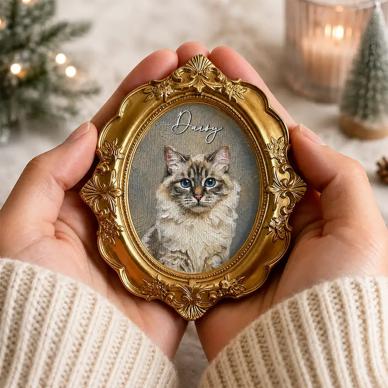 Art Design,Christmas,Pet Memorial,Sympathetic,Pet Lovers,Memorial,Photo - Oil Painting - Custom Photo Oil Painting Pet Dog Cat Portrait - Personalized Ornate Frame