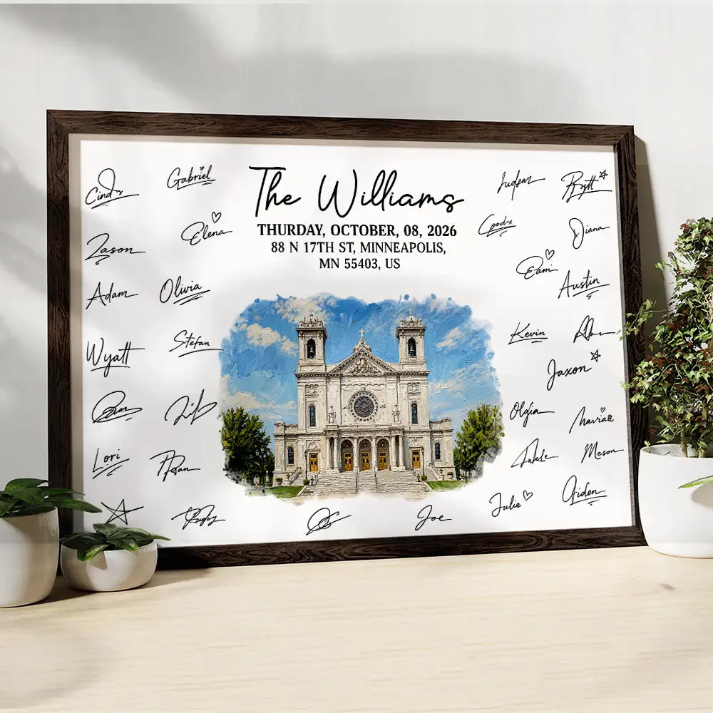Art Design,Sentimental,Married Couple,Gift For Couples,Photo - Oil Painting - Custom Photo Oil Painting Wedding Venue Guest Book Sign - Personalized Postera