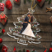 Custom Photo,Pet Lovers,Dog Lovers,Cat Lovers,Family,Gift For Couples,Happy,Christmas - Custom Photo On Christmas Tree - Personalized Custom Shaped Acrylic Ornament