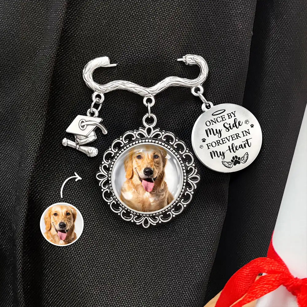 Custom Photo Once By My Side Forever In My Heart - Personalized Graduation Tassel Pin
