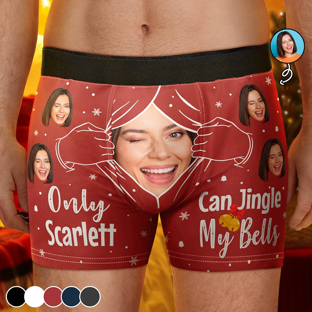 Custom Photo Only You Can Jingle My Bell - Personalized Men's Boxer Briefs