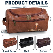 Gift For Husband,Gift For Yourself,Gift For Men,Gift For Grandpa,Gift For Father,Summer - Custom Photo Outline Best Dad Ever - Personalized Leather Toiletry Bag

