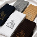 Gift For Father, Custom Photo, Art Design, Sentimental, Photo - Outline Sketch - Custom Photo Outline Sketch Best Dad Ever - Personalized Embroidered Socks