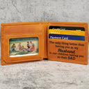 Gift For Father,Gift For Grandpa,Happy,Custom Photo - Custom Photo Outline Sketch Dad Thank You For Being Amazing - Personalized Engraved Leather Wallet