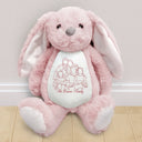 Adorable,Art Design,Gift For Kids,Photo - Outline Sketch - Embroidered Product - Custom Photo Outline Sketch Happy Family & Kid Together - Personalized Soft Toy Bunny