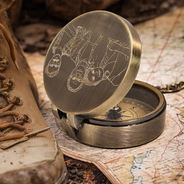 Gift For Father, Gift For Husband, Love - Custom Photo Outline Sketch In Case You Need A Little Reminder - Personalized Engraved Brass Compass