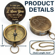 Gift For Father, Gift For Husband, Love - Custom Photo Outline Sketch In Case You Need A Little Reminder - Personalized Engraved Brass Compass