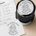 Art Design,Teacher,Inspirational,Back To School,Photo - Outline Sketch - Custom Photo Outline Sketch Teacher Says Good Job - Personalized Stamp
