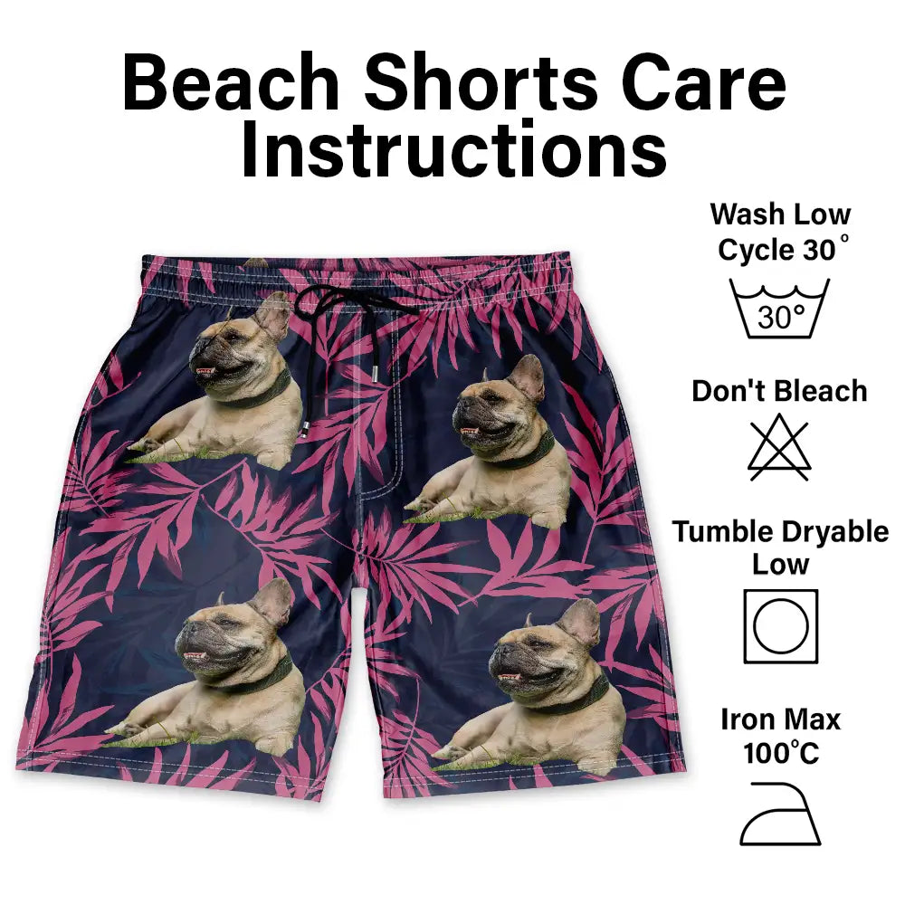 Pet Lovers, Family, Summer - Custom Photo Palm Leaf Vacation Vibe - Personalized Unisex Beach Shorts