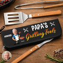 Gift For Father,Gift For Grandpa,Grandpa's Hobby,Dad's Hobby,Grilling,Non-Eng,Photo,Humorous - Custom Photo Papa's Grilling Tools - Personalized BBQ Tool Set With Storage Bag