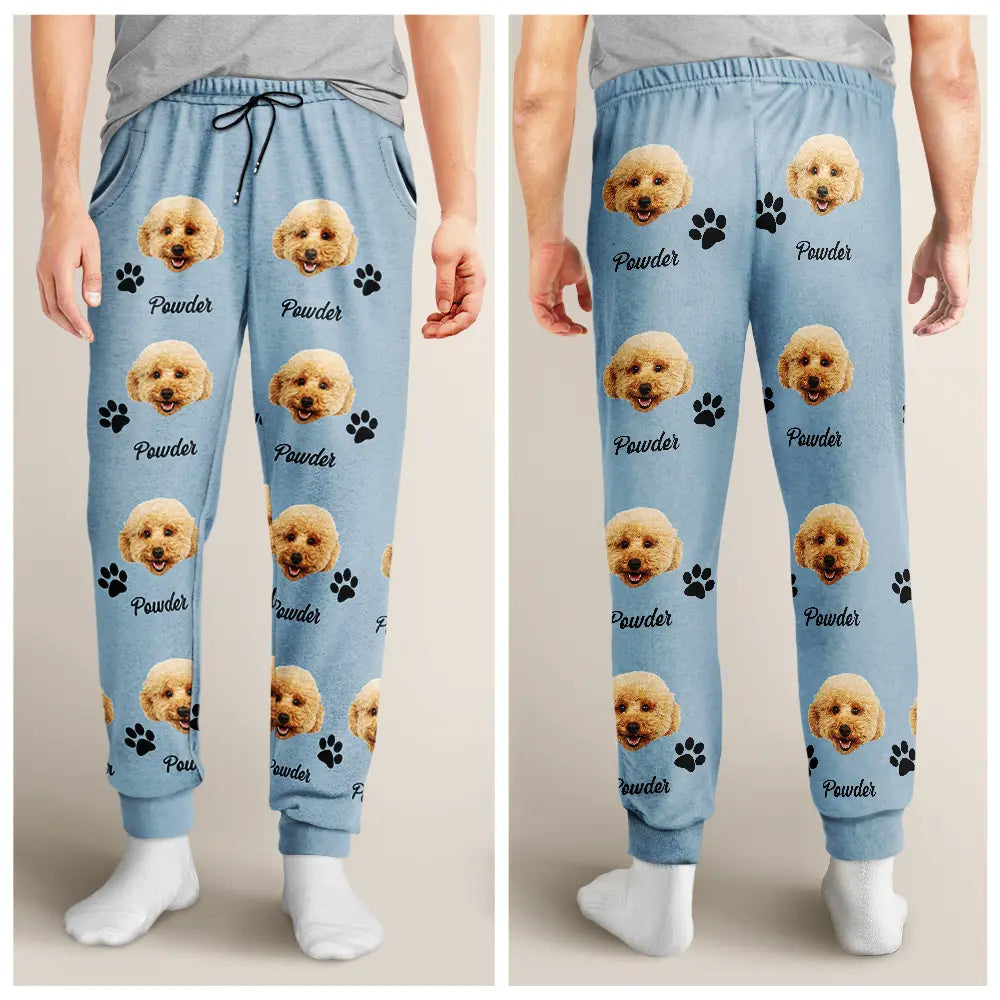 Pet Lovers,Pet Mom,Pet Dad,Dog Lovers,Dog Mom,Dog Dad,Cat Lovers,Cat Mom,Cat Dad,Custom Photo,Happy - Custom Photo Paw Print Horseshoe Carrot Pattern Cute Pet Photo - Personalized Pajama Pants