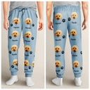 Pet Lovers,Pet Mom,Pet Dad,Dog Lovers,Dog Mom,Dog Dad,Cat Lovers,Cat Mom,Cat Dad,Custom Photo,Happy - Custom Photo Paw Print Horseshoe Carrot Pattern Cute Pet Photo - Personalized Pajama Pants
