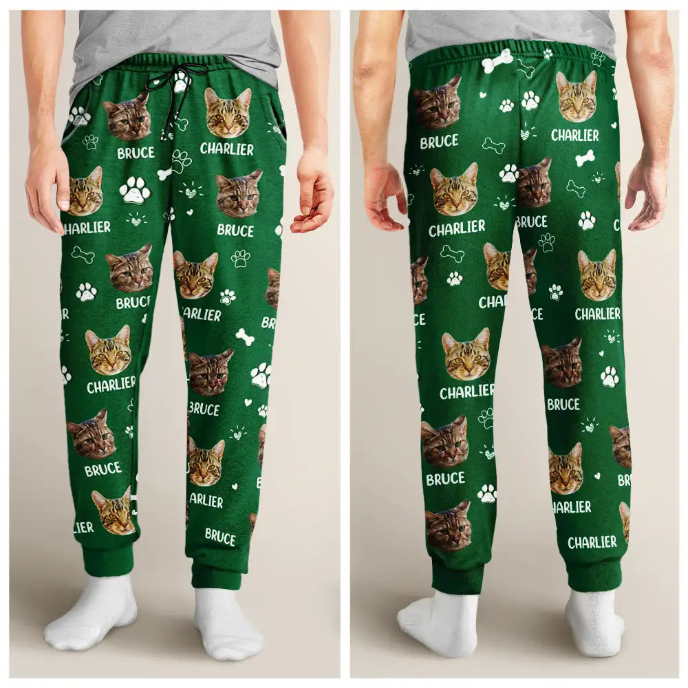 Pet Lovers, Custom Photo, Happy - Custom Photo Paw Prints In My Heart Pet Mom Dad Dog Cat Lover - Personalized Pajama Pants