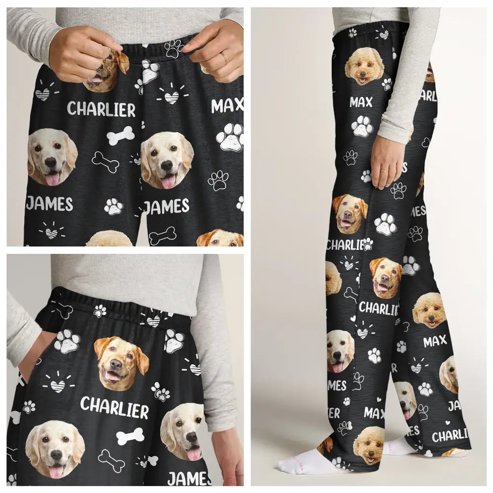 Pet Lovers, Custom Photo, Happy - Custom Photo Paw Prints In My Heart Pet Mom Dad Dog Cat Lover - Personalized Pajama Pants
