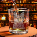 Custom Photo, Pet Lovers, Pet Dad, Dog Lovers, Happy - Custom Photo Pencil Drawing Dog Cat Portrait - Personalized Engraved Whiskey Glass