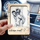 Gift For Couples,Gift For Wife,Gift For Husband,Gift For Girlfriend,Gift For Boyfriend,Travel,Love - Custom Photo Pencil Sketch And So The Adventure Begins Traveling Couple - Personalized Custom Shaped Car Visor Clip