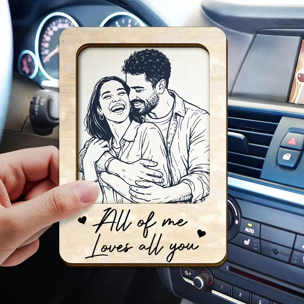 Love,Gift For Couples,Gift For Husband,Parents,Gift For Father - Custom Photo Pencil Sketch Drive Safe I Love You Couple Family - Personalized Custom Shaped Car Visor Clip