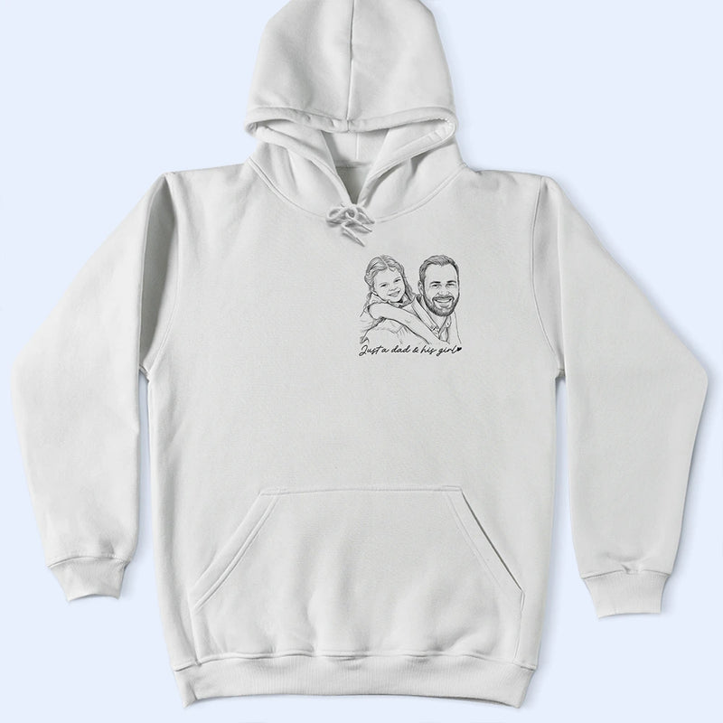 Custom Photo,Gift For Father,Dad - Daughters (Young),Photo - Pencil Sketch,Proud - Custom Photo Pencil Sketch A Dad And His Girl - Personalized T Shirt