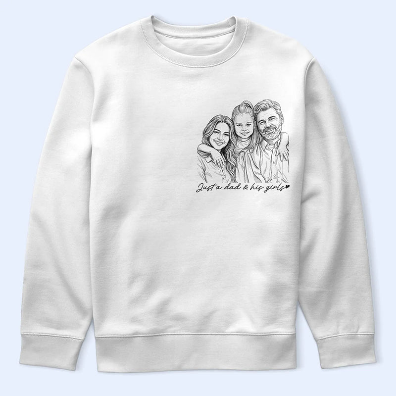 Custom Photo,Gift For Father,Dad - Daughters (Young),Photo - Pencil Sketch,Proud - Custom Photo Pencil Sketch A Dad And His Girl - Personalized T Shirt
