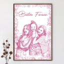 Gift For Bestie,Old Best friends,Gift For Sisters,Custom Photo,Happy - Custom Photo Pencil Sketch A True Friendship Is A Journey Without An End - Personalized Poster