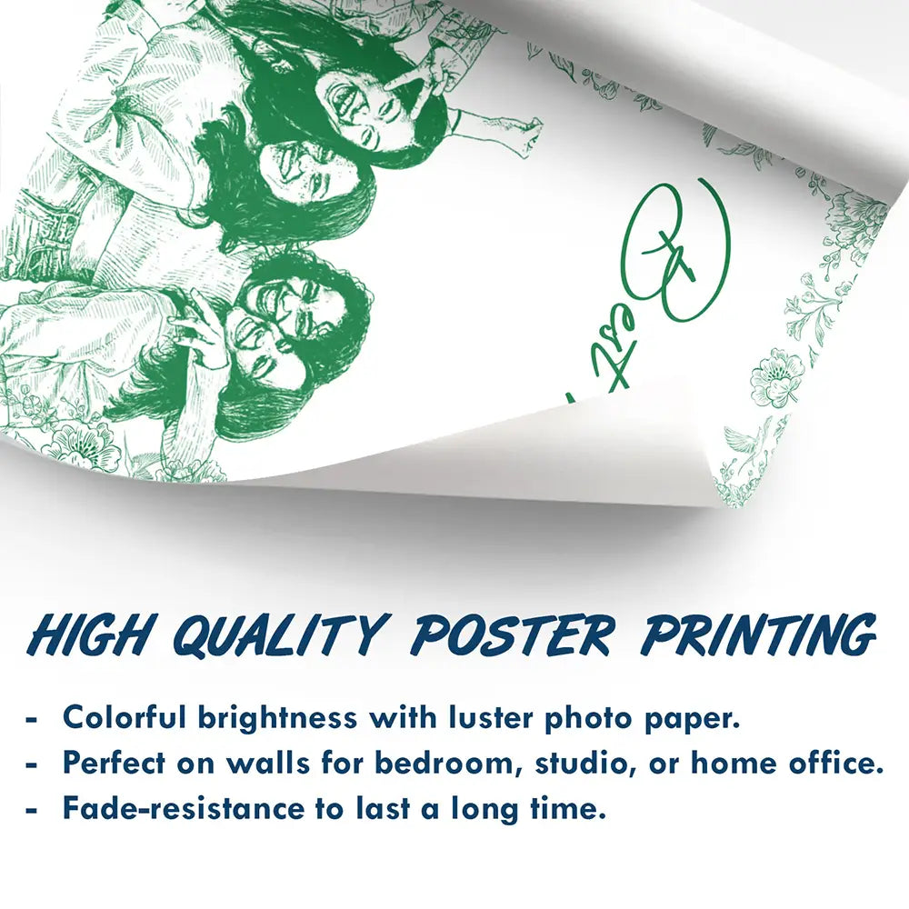 Gift For Bestie,Old Best friends,Gift For Sisters,Custom Photo,Happy - Custom Photo Pencil Sketch A True Friendship Is A Journey Without An End - Personalized Poster