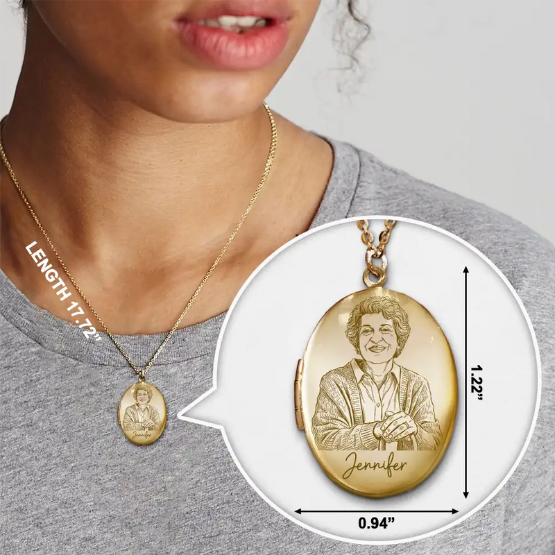Memorial,Custom Photo,Gift For Mother,Gift For Yourself,Sad - Custom Photo Pencil Sketch Always By My Side - Personalized Locket Necklace