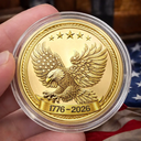 America 250th, Independence Day, Gift For Couples, Gift For Father, Happy - Custom Photo Pencil Sketch America 250 Years Of Freedom - Personalized Commemorative Keepsake Coin