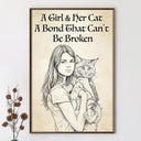 Happy,Dog Lovers,Pet Lovers,Cat Lovers,Gift For Women,Gift For Yourself,Dog Mom,Cat Mom - Custom Photo Pencil Sketch And She Lived Happily Ever After Dog Cat - Personalized Poster