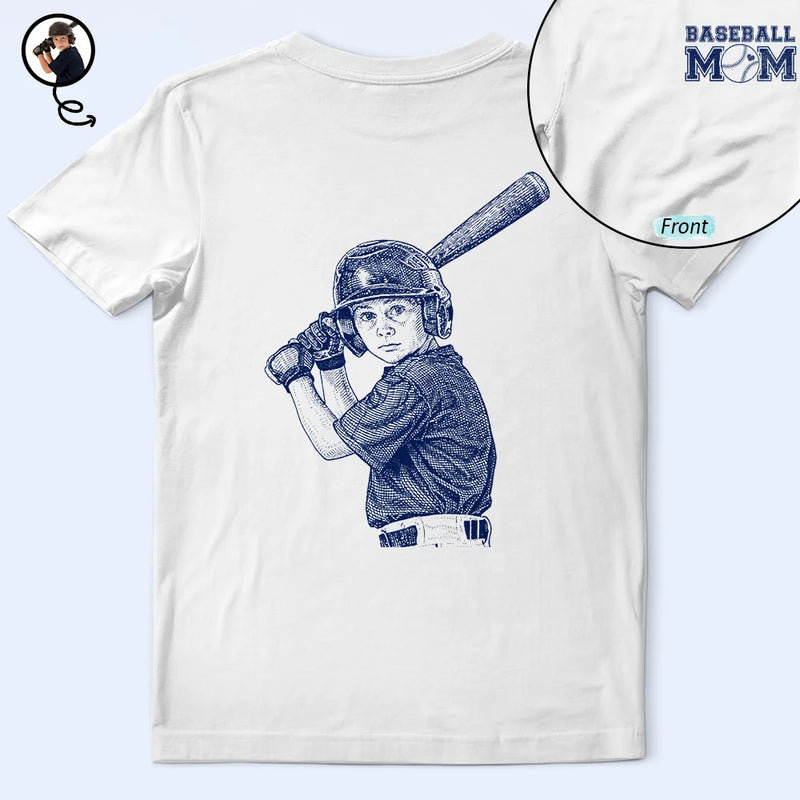 Gift For Mother,Happy,Baseball - Custom Photo Ink Drawing Baseball Mom - Personalized T Shirt