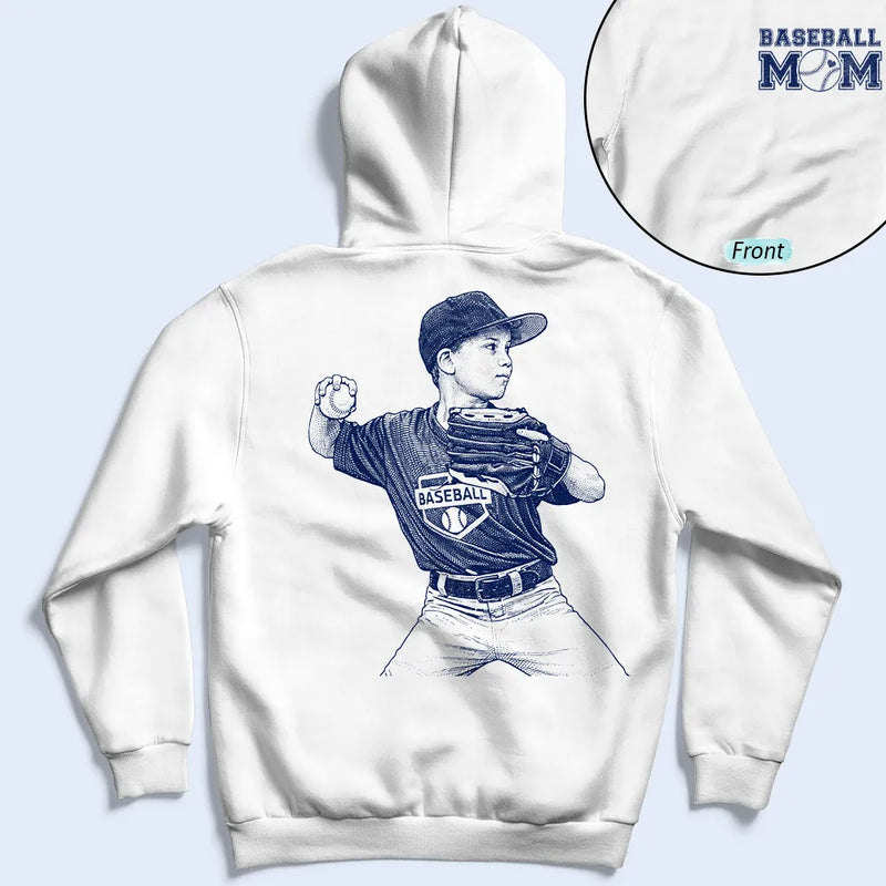 Gift For Mother,Happy,Baseball - Custom Photo Ink Drawing Baseball Mom - Personalized T Shirt