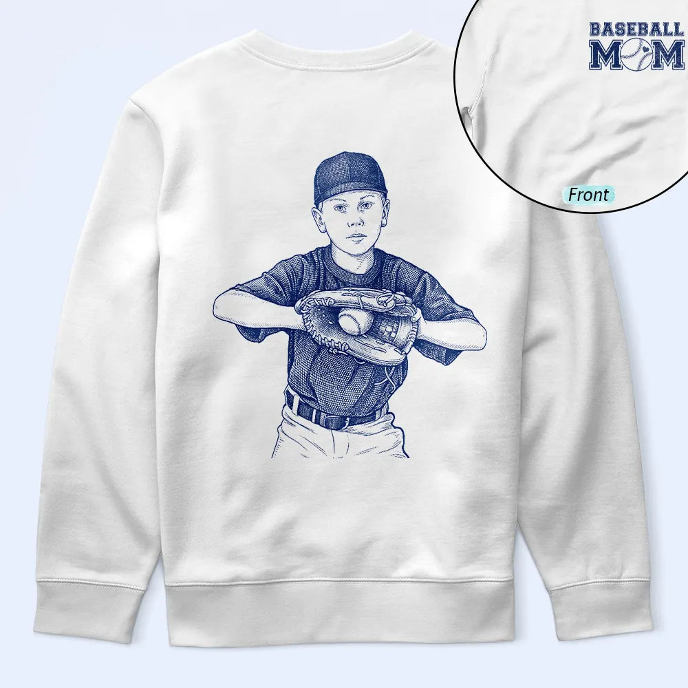 Gift For Mother,Happy,Baseball - Custom Photo Ink Drawing Baseball Mom - Personalized T Shirt
