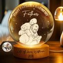 Gift For Father,New Dad,Non-Eng,Photo - Pencil Sketch (White BG),Sentimental - Custom Photo Pencil Sketch Art First Father's Day As My Dad - Personalized Crystal Globe Lamp