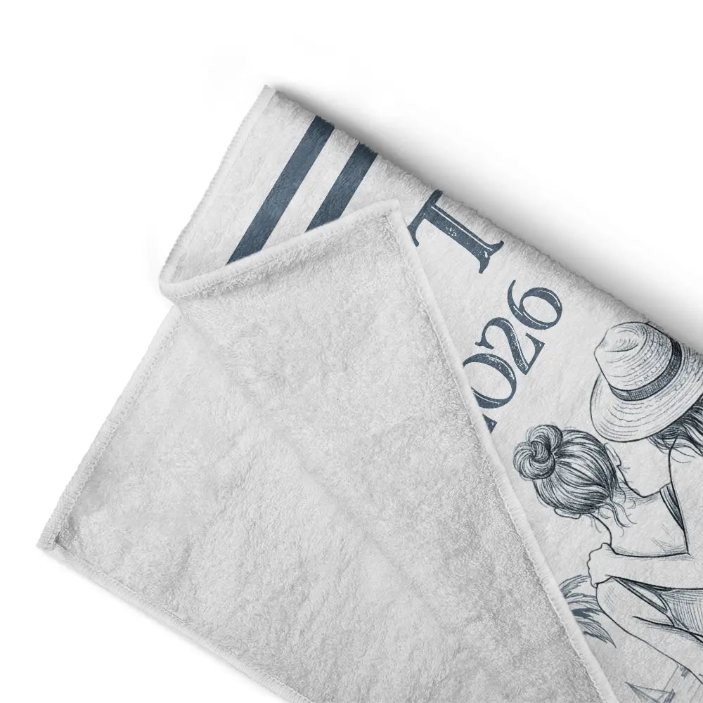 Beach,Gift For Bestie,Family,Happy,Summer - Custom Photo Pencil Sketch Art Girls Trip A Lot Of Laughter & Memories - Personalized Beach Towel