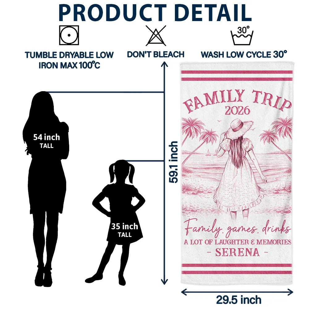 Beach,Gift For Bestie,Family,Happy,Summer - Custom Photo Pencil Sketch Art Girls Trip A Lot Of Laughter & Memories - Personalized Beach Towel