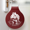 Gift For Father,Gift For Grandpa,Dog Dad,Cat Dad,Pet Dad,Family,Non-Eng,Photo - Pencil Sketch,Confident - Custom Photo Pencil Sketch Best Dad Ever - Personalized Custom Shaped Leather Keychain