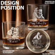 Gift For Father,Gift For Grandpa,Happy - Custom Photo Pencil Sketch Best Dad Ever - Personalized Whiskey Glass