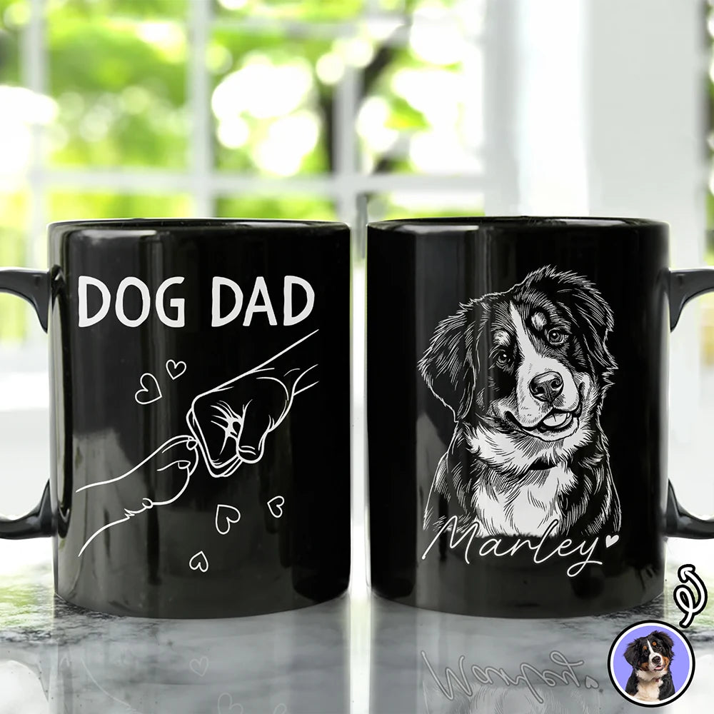Custom Photo,Art Design,Pet Dad,Pet Lovers,Gift For Father,Adorable,Photo - Pencil Sketch - Remove BG - Custom Photo Pencil Sketch Best Dad Papa Ever - Personalized Mug