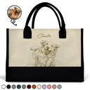 Custom Photo,Beach,Art Design,Summer,Pet Lovers,Playful,Photo - Pencil Sketch - Remove BG - Custom Photo Pencil Sketch Besties Family Pet Funny Portrait - Personalized Canvas Tote Bag