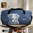 Custom Photo, Beach, Art Design, Summer, Pet Lovers, Playful, Photo - Pencil Sketch - Remove BG - Custom Photo Pencil Sketch Besties Family Pet Funny Portrait - Personalized Duffle Bag