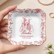 Graduation,Happy - Custom Photo Pencil Sketch Congrats Graduation - Personalized Ring Dish