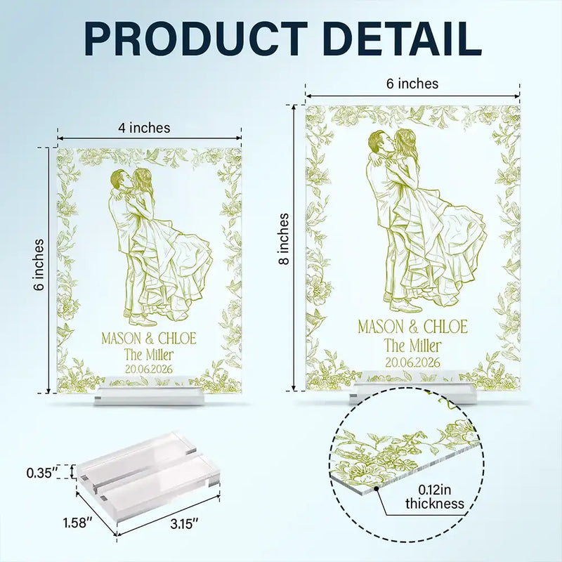 Art Design, Custom Photo, Married Couple, Romantic, Gift For Couples, Wedding, Photo - Pencil Sketch - Remove BG - Custom Photo Pencil Sketch Couples Wedding Engaged Bachelor Party - Personalized Vertical Rectangle Acrylic Plaque