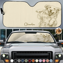 Custom Photo, Beach, Art Design, Summer, Pet Lovers, Playful, Photo - Pencil Sketch - Remove BG - Custom Photo Pencil Sketch Dog Cat Funny Portrait - Personalized Auto Sunshade