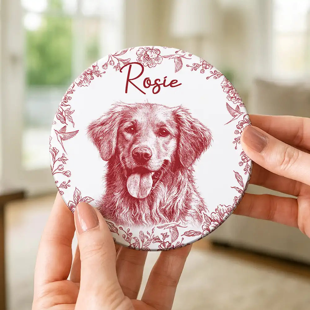 Pet Lovers,Pet Mom,Pet Dad,Dog Lovers,Dog Mom,Dog Dad,Cat Lovers,Cat Mom,Cat Dad,Love,Custom Photo - Custom Photo Pencil Sketch Dog Cat Portrait - Personalized Ceramic Coaster