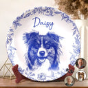 Pet Lovers,Pet Mom,Pet Dad,Dog Lovers,Dog Mom,Dog Dad,Cat Lovers,Cat Mom,Cat Dad,Love,Custom Photo - Custom Photo Pencil Sketch Dog Cat Portrait - Personalized Ceramic Plate