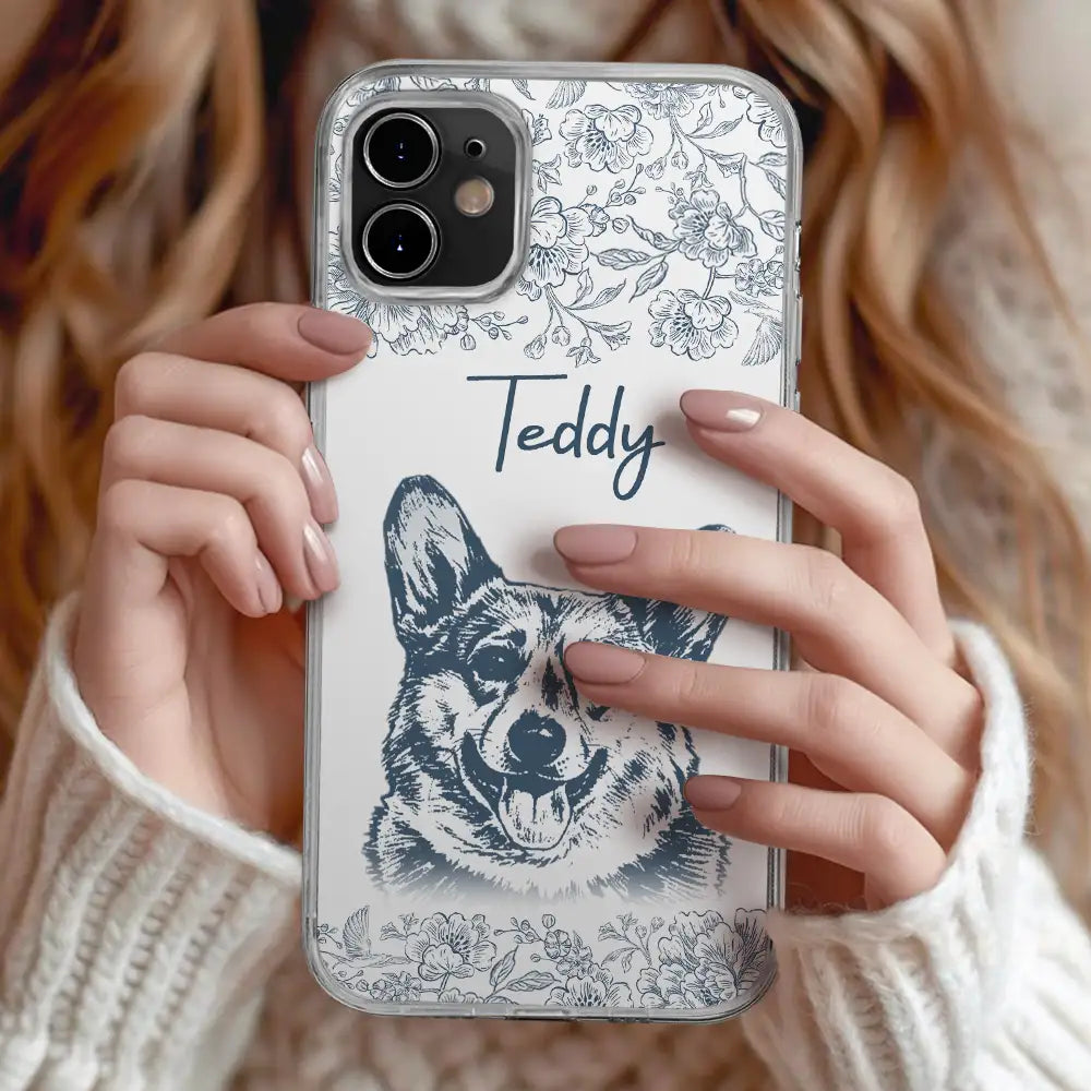 Pet Lovers,Pet Mom,Pet Dad,Dog Lovers,Dog Mom,Dog Dad,Cat Lovers,Cat Mom,Cat Dad,Love,Custom Photo - Custom Photo Pencil Sketch Dog Cat Portrait - Personalized Clear Phone Case