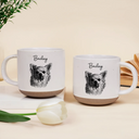 Pet Lovers,Pet Mom,Pet Dad,Dog Lovers,Dog Mom,Dog Dad,Cat Lovers,Cat Mom,Cat Dad,Love,Custom Photo - Custom Photo Pencil Sketch Dog Cat Portrait - Personalized Pottery Mug