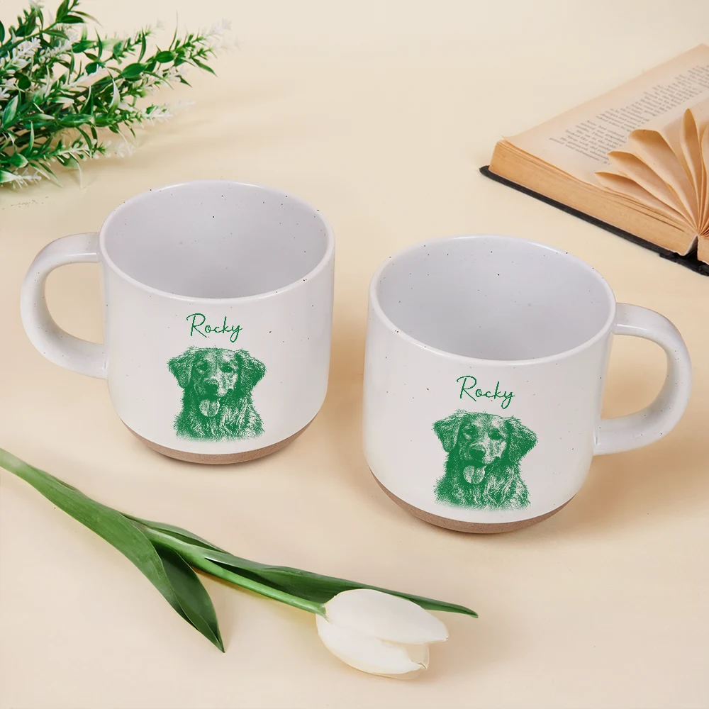 Pet Lovers,Pet Mom,Pet Dad,Dog Lovers,Dog Mom,Dog Dad,Cat Lovers,Cat Mom,Cat Dad,Love,Custom Photo - Custom Photo Pencil Sketch Dog Cat Portrait - Personalized Pottery Mug