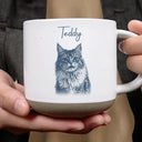 Pet Lovers,Pet Mom,Pet Dad,Dog Lovers,Dog Mom,Dog Dad,Cat Lovers,Cat Mom,Cat Dad,Love,Custom Photo - Custom Photo Pencil Sketch Dog Cat Portrait - Personalized Pottery Mug